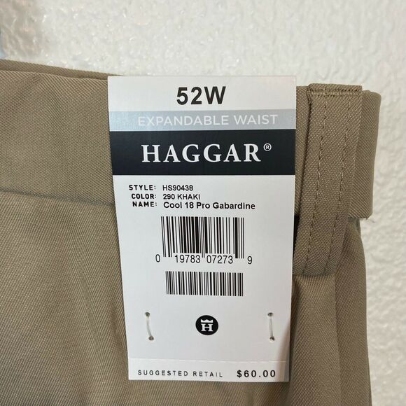 Haggar Chino Shorts Men's Khaki Cool 18 Pro Gabardine Flat Front Casual sz 52 W - Picture 9 of 16